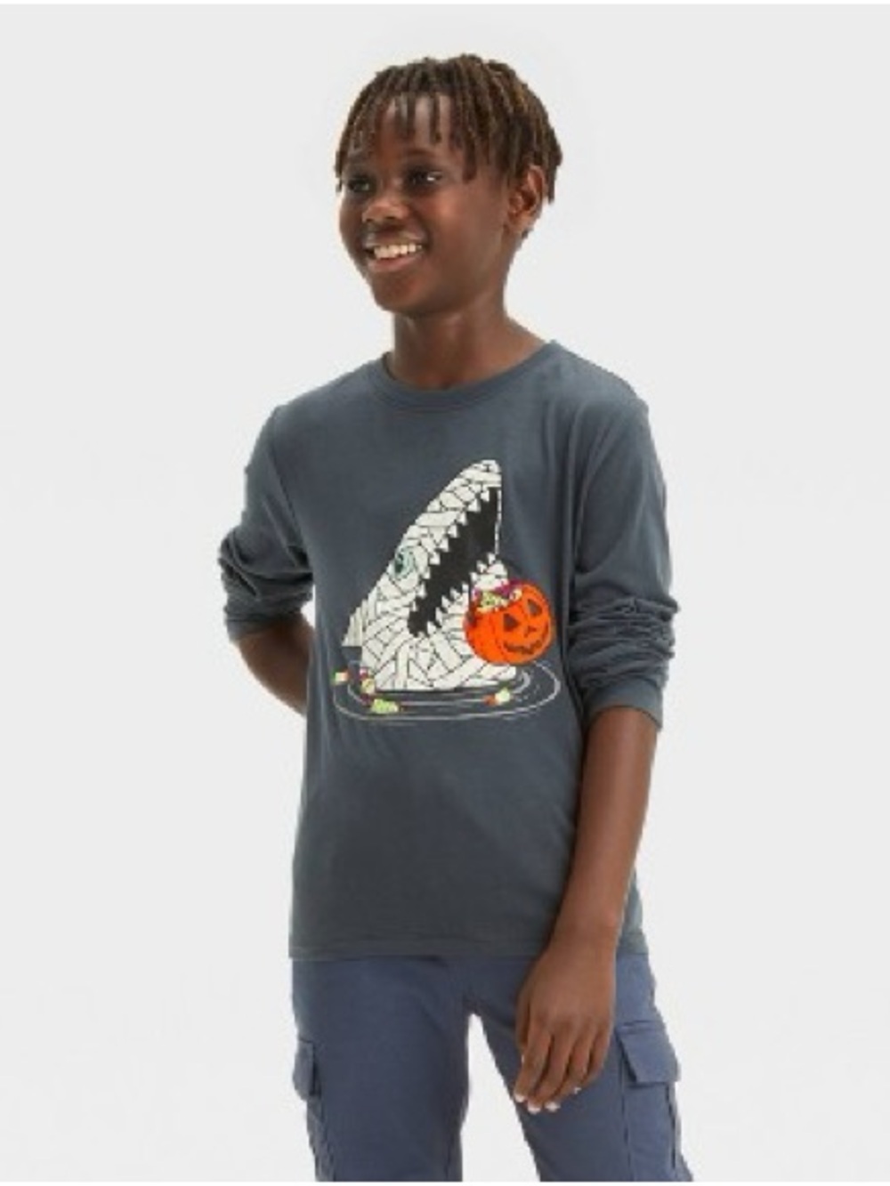 CAT & JACK MUMMY SHARK GRAPHIC T-SHIRT - GRAY SIZE XL (NEW WITH TAGS) A10